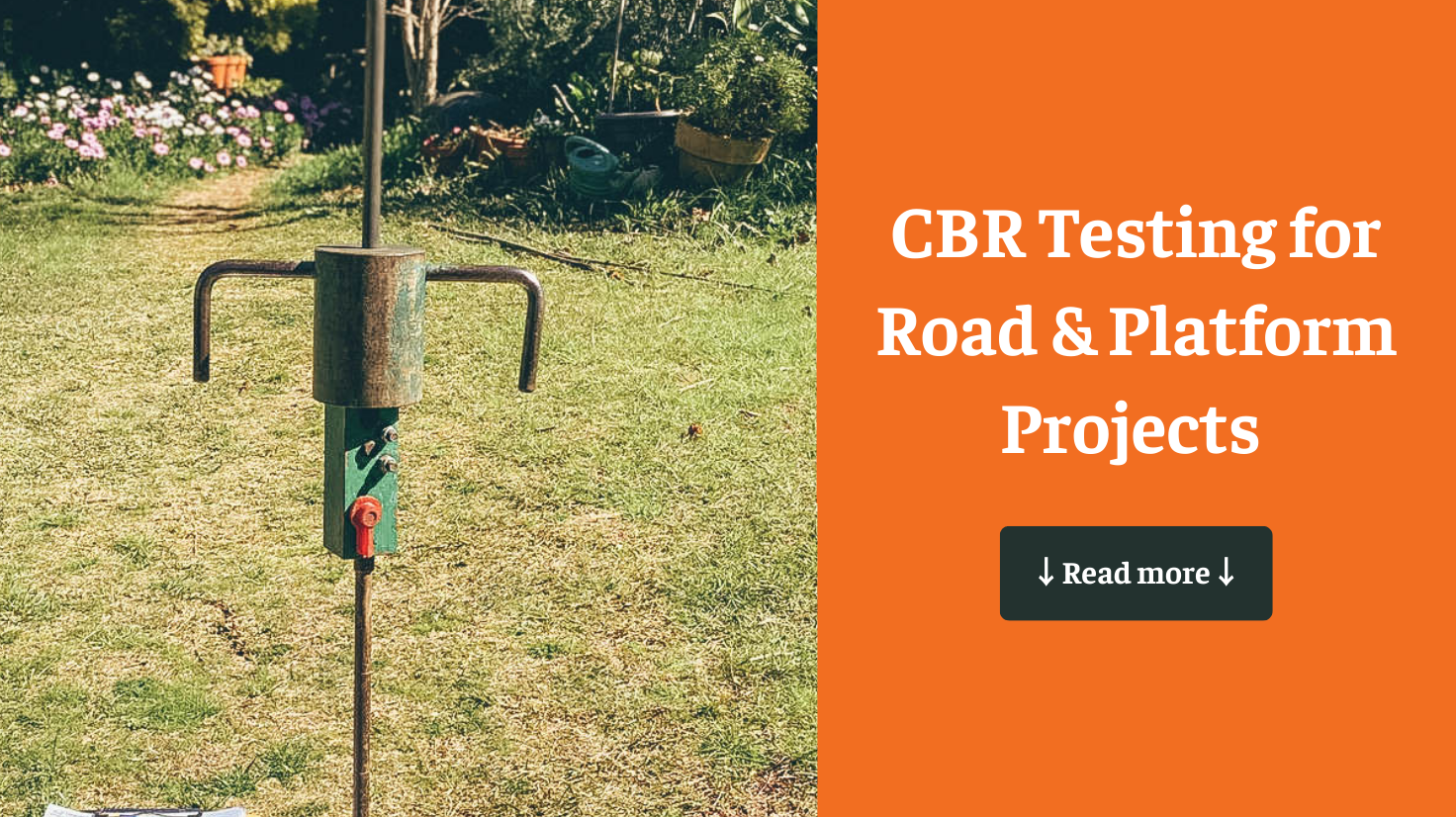 Engineer performing in-situ CBR test on subgrade